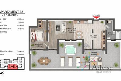 Apartament cu 2 camere decomandat în Tractorul - 7