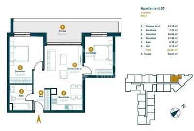 Apartament cu 3 camere | Bloc nou | Terasa | Cartier Intre Lacuri - 3