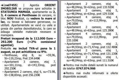 Statiunea Mamaia, apartamente 2 camere bloc NOU, vedere la mare si lac - 3