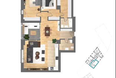 Penthouse de vanzare - 3 camere - 2 bai - Dressing - 2