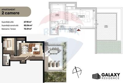 COMISION 0%| DE VANZARE| 2 CAMERE| TRACTORU| BLOC NOU|GALAXY RESIDENCE - 1