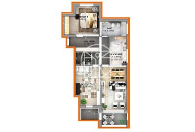 Ap. 3 camere decomandat, la cheie, 2 bai - direct dezvoltator - etaj 1 - 12