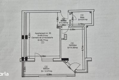 Apartament cu 2 camere semidecomandat în Florești - 5