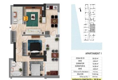 Apartament cu 3 camere decomandat în Sud - 1