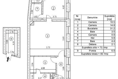 Apartament deosebit cu 3 camere str. Castelului - Comision 0% - 3