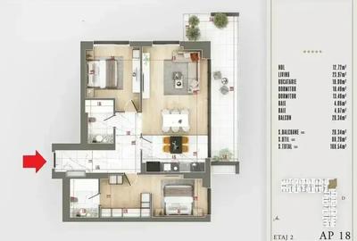 Apartament cu 3 camere decomandat în Titan - 2