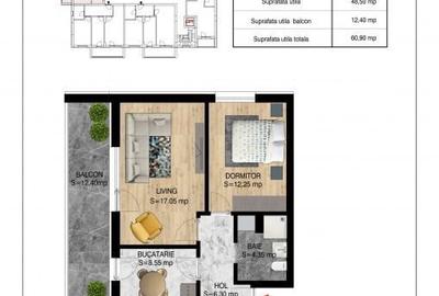 Apartament cu 2 camere decomandat în Titan