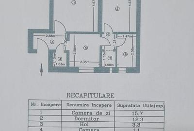 Apartament cu 2 camere decomandat în Războieni