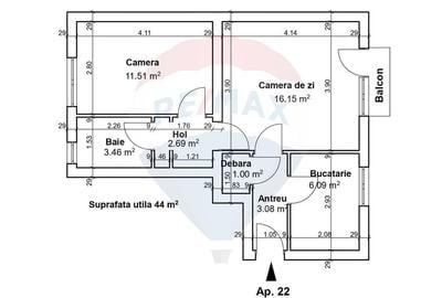 Apartament cu 2 camere semidecomandat în Central
