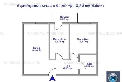 Apartament 2 camere de vanzare, zona Nord, 54.80 mp #16455 - 8