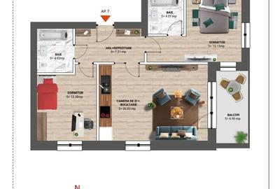 Apartament cu 3 camere decomandat în Nord - 8