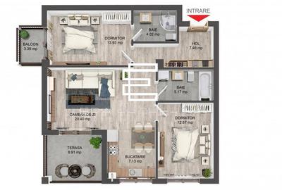 Apartament 3 camere, 71 mp, boxa - Selimbar - 9