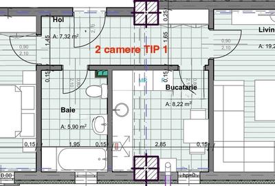 Apartament cu 2 camere decomandat în Nicolina