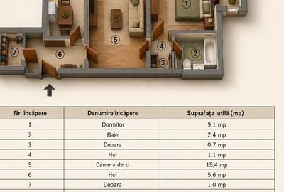 Apartament cu 2 camere semidecomandat în Sud-Est