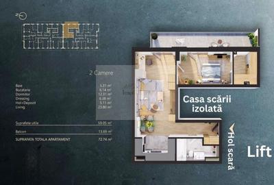 Apartament cu 2 camere semidecomandat în Iris - 8