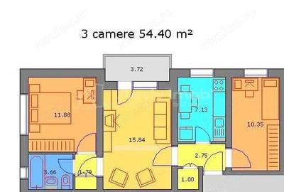 Apartament 3 camere - Rogerius - Str Selimbarului - 54 mp - etaj 4 - 7