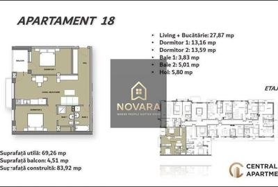 Apartament cu 2 camere în Cantemir - 1