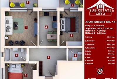Apartament 3 camere de vanzare - Direct Dezvoltator - Subcetate City 2 - 5