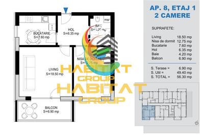Theodor Pallady - 2 camere, 56.3 mp, metrou Nicolae Teclu - 2
