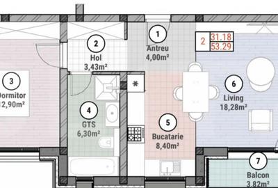 Apartament cu 2 camere semidecomandat în Moșnița Nouă