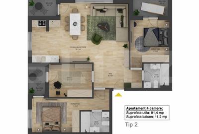 Apartament spatios 91 mp, 4 camere, Doamna Stanca Sibiu - 1