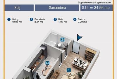 Garsoniera decomandata-34 MP-Incalzire in Pardoseala-Militari Residence - 9