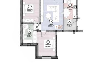 Apartament cu 3 camere semidecomandat în Moșnița Nouă