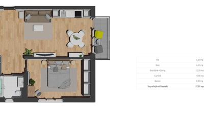 Apartament cu 2, camere, zona Vivo, parcari subterane - 1