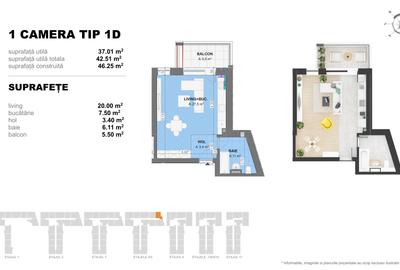 Garsoniera TIP 1D in Complex Doi Cocosi Residence - 2