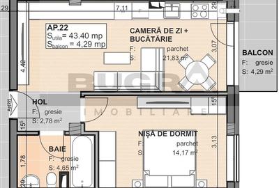 Apartament 2 camere, 44 mp, parcare, semifinisat, Omnia Residence - 1