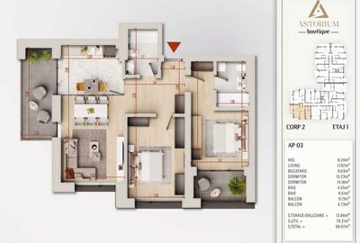 Apartament cu 3 camere nedecomandat în Cățelu - 1