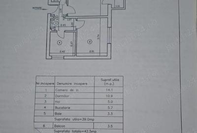 Apartament cu 2 camere decomandat în Nord