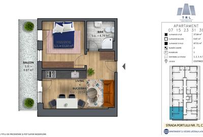 Apartament cu 2 camere semidecomandat în Nord - 9