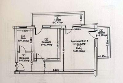Apartament 1 Camera Decomandat, 42 mp utili + 12 mp terase, Floresti, Cluj - 4