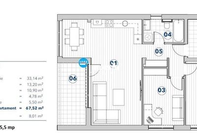 Apartament 3 camere 75,5 mp Rediu,parcare inclusa - 1