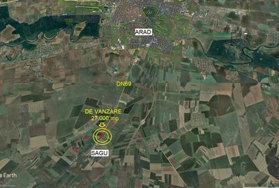 2,70 ha teren la intrarea in com Sagu, front stradal mare - 2