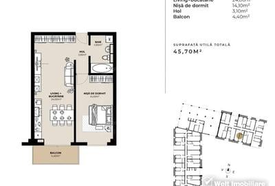 Apartament de 2 camere, semidecomandat, 45,7mp utili, bloc nou, Zona Marasti - 4