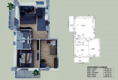 Apartament cu 3 camere decomandat în Craiovei - 4