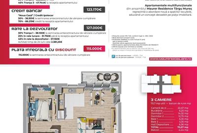 Apartamente 3 camere de vanzare finisate complex Maurer, tva 9% inclus - 3