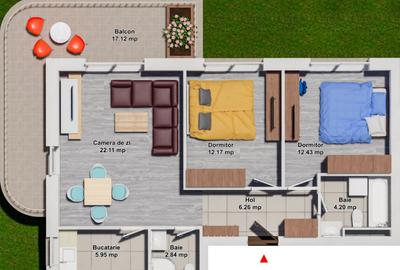 Apartament cu 3 camere decomandat în Ștefăneștii de Jos - 2