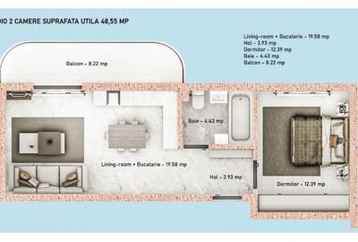 Apartament cu 2 camere decomandat în Dobroești - 2
