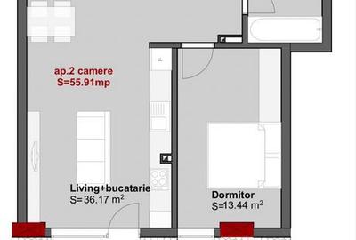 Apartament cu 2 camere decomandat în Central