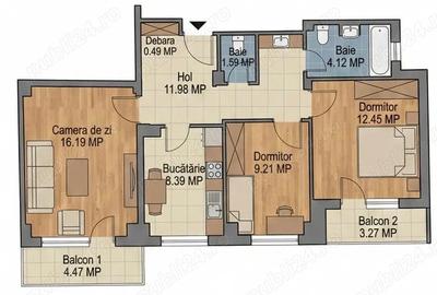 Apartament cu 3 camere decomandat în Central