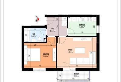 Apartament 2camere, 55.75mp, incalzire in pardoseala, contoare montate - 5
