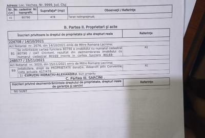 Teren Construcții intravilan de 478 mp, în Chinteni