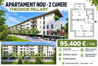 Apartament cu 2 camere semidecomandat în Theodor Pallady
