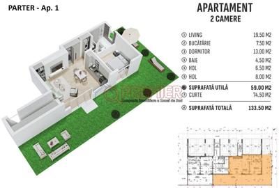 Apartament cu 2 camere în Apărătorii Patriei