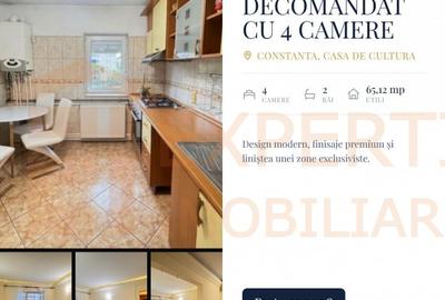 Apartament cu 4 camere decomandat, mobilat în Casa de Cultură