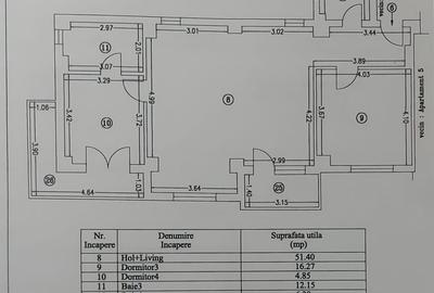 Apartament cu 3 camere, mobilat în Nord