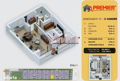 Apartament cu 2 camere în Central